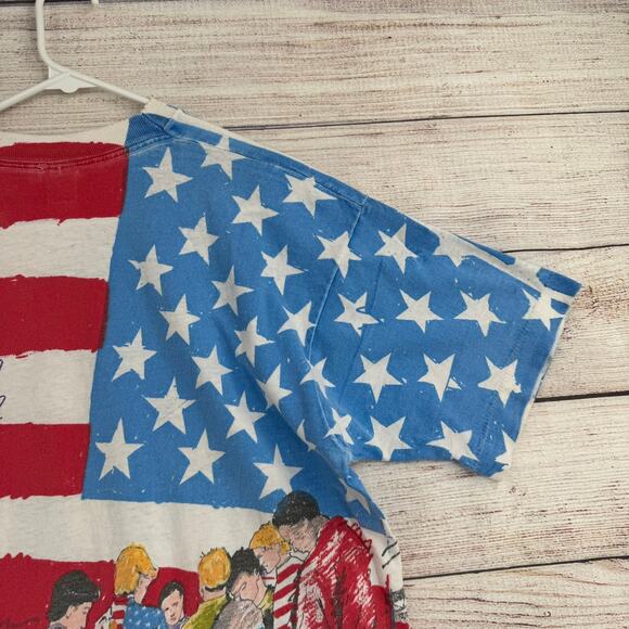 Vintage 90s See You at the Pole AOP T-Shirt Mens L Red White Blue American Flag - Picture 13 of 15